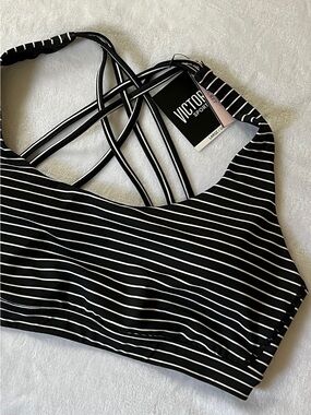 Victoria's Secret Black and White Striped Sports Bra